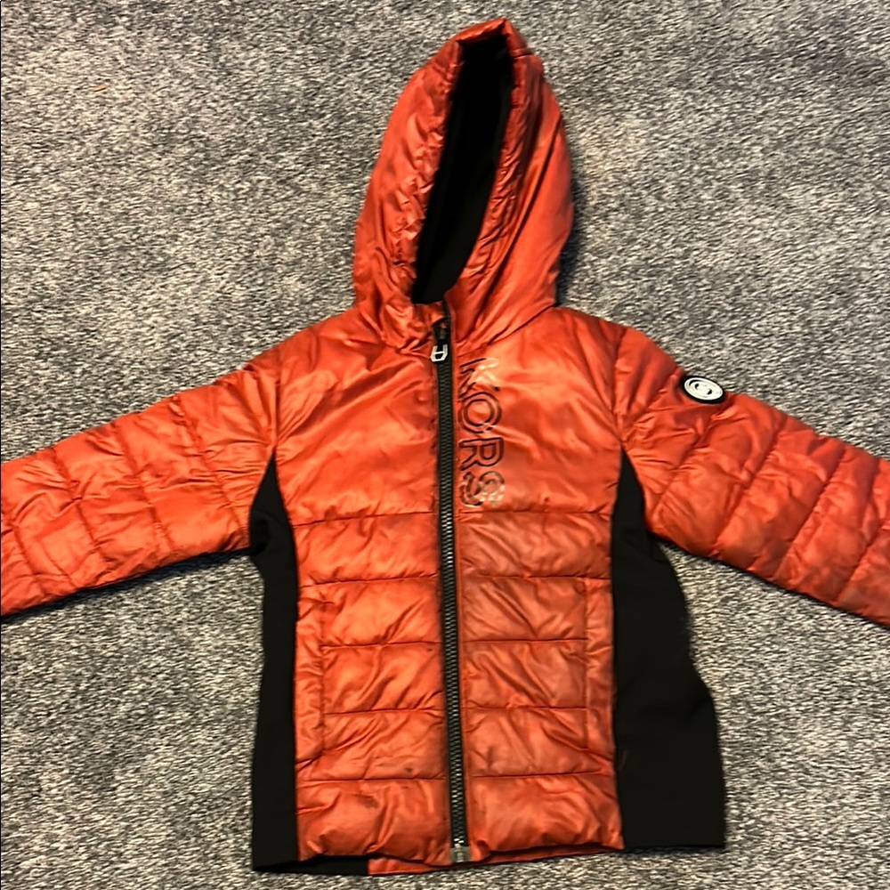 Michael Kors Black and Red Quilted Puffer Coat